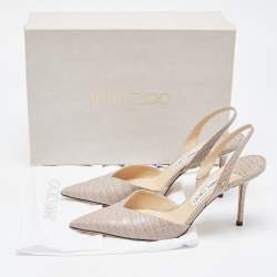 Pre Owned Jimmy Choo Grey Crocodile Leather Slingback Pumps Size 40  