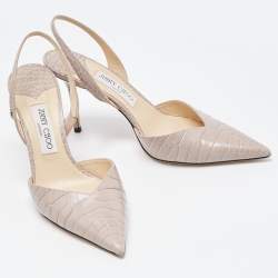 Pre Owned Jimmy Choo Grey Crocodile Leather Slingback Pumps Size 40  