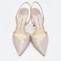 Pre Owned Jimmy Choo Grey Crocodile Leather Slingback Pumps Size 40  