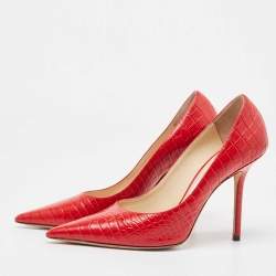 مملوكة مسبقًا Jimmy Choo Red Crocodile Love Pumps Size 40  