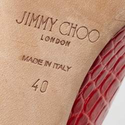مملوكة مسبقًا Jimmy Choo Red Crocodile Love Pumps Size 40  