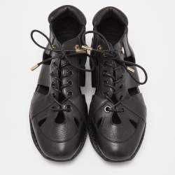 Pre Owned Jimmy Choo Black Cut Out Leather Morton Sneakers Size 36