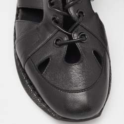 Pre Owned Jimmy Choo Black Cut Out Leather Morton Sneakers Size 36