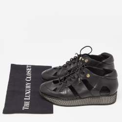 Pre Owned Jimmy Choo Black Cut Out Leather Morton Sneakers Size 36