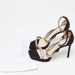 Pre Owned Jimmy Choo Black Suede Bing Ankle Strap Sandals Size 40