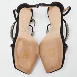 Pre Owned Jimmy Choo Black Suede Bing Ankle Strap Sandals Size 40