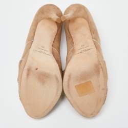 Pre Owned Jimmy Choo Light Brown Suede Peep Toe Platform Pumps Size 39