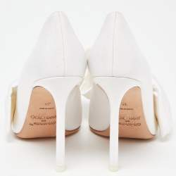 Pre Owned Jimmy Choo White Canvas Oversized Bow Pumps Size 36