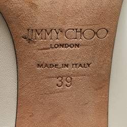 Pre Owned Jimmy Choo White Leather Bow Pointed Toe Pumps Size 39