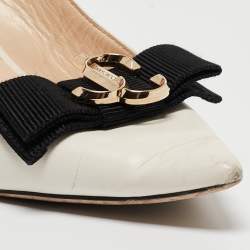 Pre Owned Jimmy Choo White Leather Bow Pointed Toe Pumps Size 39