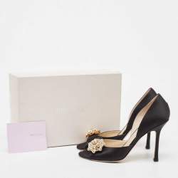 Pre Owned Jimmy Choo Black Satin Tremble Pumps Size 38.5