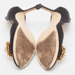 Pre Owned Jimmy Choo Black Satin Tremble Pumps Size 38.5