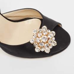 Pre Owned Jimmy Choo Black Satin Tremble Pumps Size 38.5