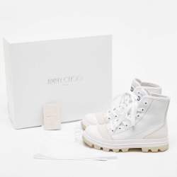 Pre Owned Jimmy Choo White/Grey Suede and Leather High Top Sneakers Size 37.5