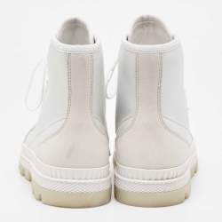 Pre Owned Jimmy Choo White/Grey Suede and Leather High Top Sneakers Size 37.5