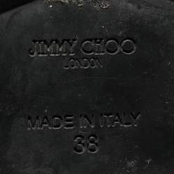 Pre Owned Jimmy Choo Grey Textured Leather Buckle Detail Ankle Boots Size 38