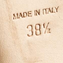 Pre Owned Jimmy Choo Silver/Gold Glitter and Leather Platform Ankle Strap Sandals Size 38.5