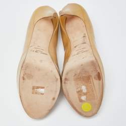 Pre Owned Jimmy Choo Cream Patent Leather Crown Peep Toe Pumps Size 42