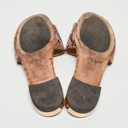 مملوكة مسبقًا Jimmy Choo Brown Python Slide Flats Size 38.5