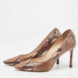 مملوكة مسبقًا Jimmy Choo Brown Python Leather Abel Pointed Toe Pumps Size 37
