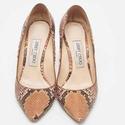 مملوكة مسبقًا Jimmy Choo Brown Python Leather Abel Pointed Toe Pumps Size 37