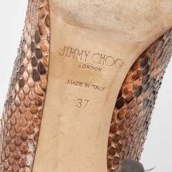 مملوكة مسبقًا Jimmy Choo Brown Python Leather Abel Pointed Toe Pumps Size 37