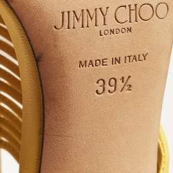 Pre Owned Jimmy Choo Yellow/Black Python and Leather Kattie Zip Front Strap Sandals Size 39.5