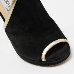 Jimmy Choo Black Suede and Leather Fey  Ankle Strap Sandals Size 36