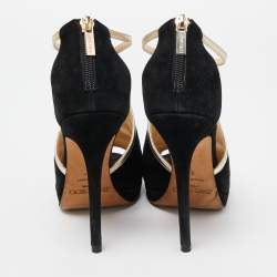 Jimmy Choo Black Suede and Leather Fey  Ankle Strap Sandals Size 36