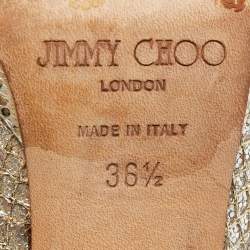 Jimmy Choo Silver/Gold Glitter Fabric Platform Pumps Size 36.5