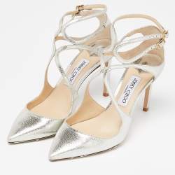 مملوكة مسبقًا Jimmy Choo Gold Leather Lancer 85 Pointed Toe Pumps Size 40