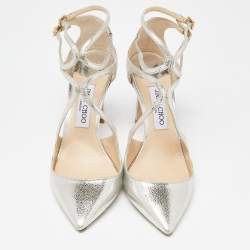 مملوكة مسبقًا Jimmy Choo Gold Leather Lancer 85 Pointed Toe Pumps Size 40