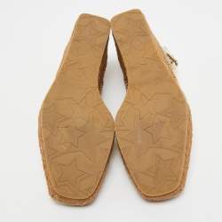 Pre Owned Jimmy Choo Cream/White Leather and Mesh Wedge Slingback Pumps Size 39