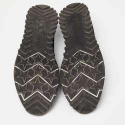 Pre Owned Jimmy Choo Black Knit Fabric Crystal Embellished Verona Sneakers Size 38