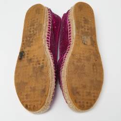 Pre Owned Jimmy Choo Pink Sequins Espadrille Flats Size 37.5
