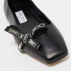 Pre Owned Jimmy Choo Black Leather Veda Ballet Flats Size 40