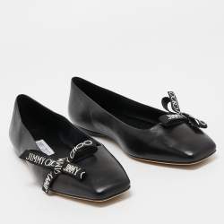 Pre Owned Jimmy Choo Black Leather Veda Ballet Flats Size 40