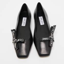 Pre Owned Jimmy Choo Black Leather Veda Ballet Flats Size 40