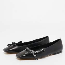 Pre Owned Jimmy Choo Black Leather Veda Ballet Flats Size 40
