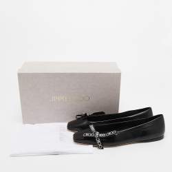 Pre Owned Jimmy Choo Black Leather Veda Ballet Flats Size 40
