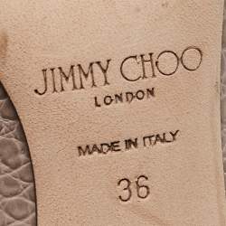 Pre Owned Jimmy Choo Grey Croc Embossed Leather Romy Pumps Size 36
