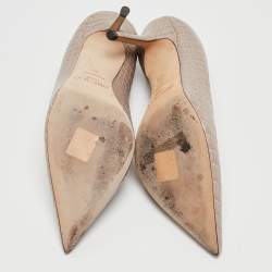 Pre Owned Jimmy Choo Grey Croc Embossed Leather Romy Pumps Size 36