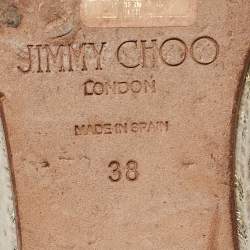 Pre Owned Jimmy Choo White Leather Dellena Espadrille Wedge Sandals Size 38