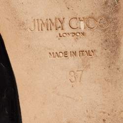 Pre Owned Jimmy Choo Black Leather and Patent Ballet Flats Size 37