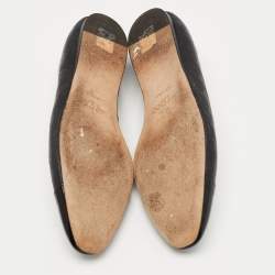 Pre Owned Jimmy Choo Black Leather and Patent Ballet Flats Size 37