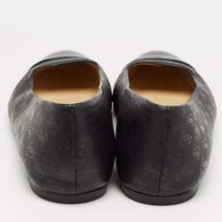 Pre Owned Jimmy Choo Black Leather and Patent Ballet Flats Size 37