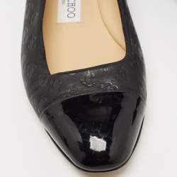 Pre Owned Jimmy Choo Black Leather and Patent Ballet Flats Size 37