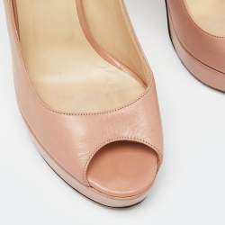Jimmy Choo Pink Leather Luna Peep Toe Platform Pumps Size 38