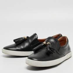 Jimmy Choo Black Leather  Fringes Tassels Loafers Size 37