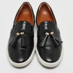 Jimmy Choo Black Leather  Fringes Tassels Loafers Size 37